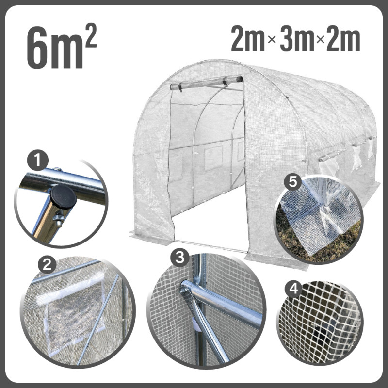Tunel Szklarniowy 6m2 PREMIUM White 2x3m rurki 19mm