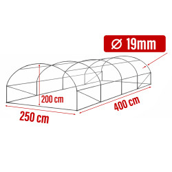 Tunel Szklarniowy 10m2 PREMIUM White 2,5x4m rurki 19mm