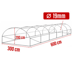 Tunel Szklarniowy 18m2 PREMIUM Green 3x6m rurki 19mm