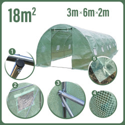 Tunel Szklarniowy 18m2 PREMIUM Green 3x6m rurki 19mm