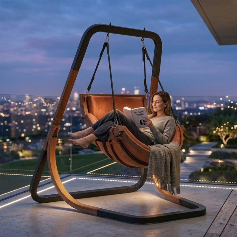 Fotel Alpha z Daszkiem Terracota - bujak ogrodowy