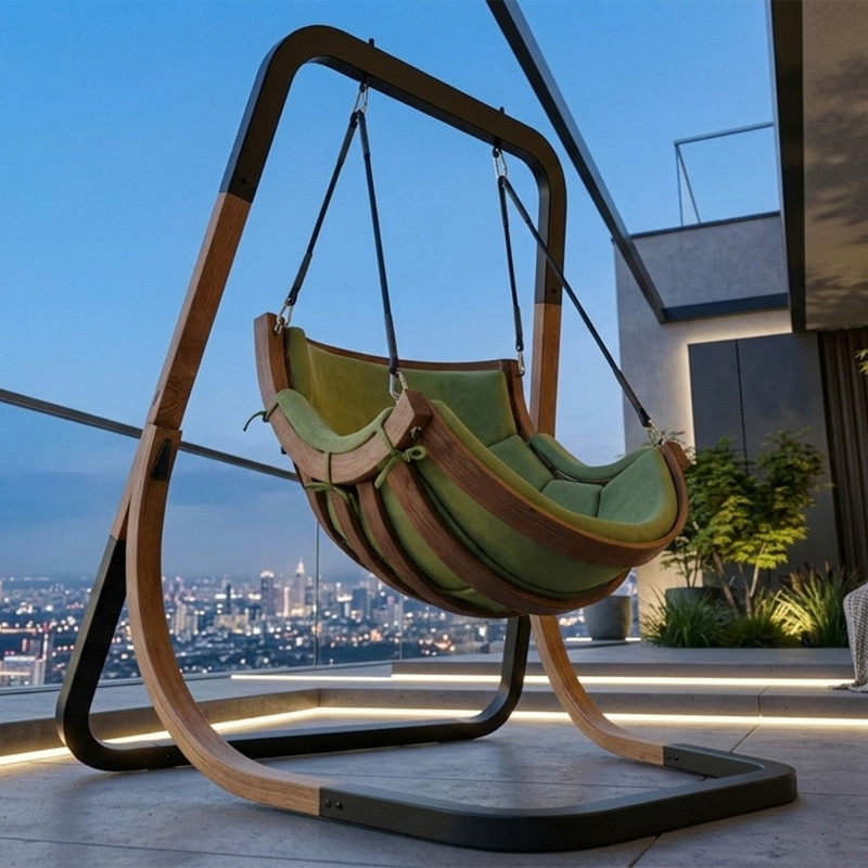 Fotel Alpha z Daszkiem Zielony - bujak ogrodowy