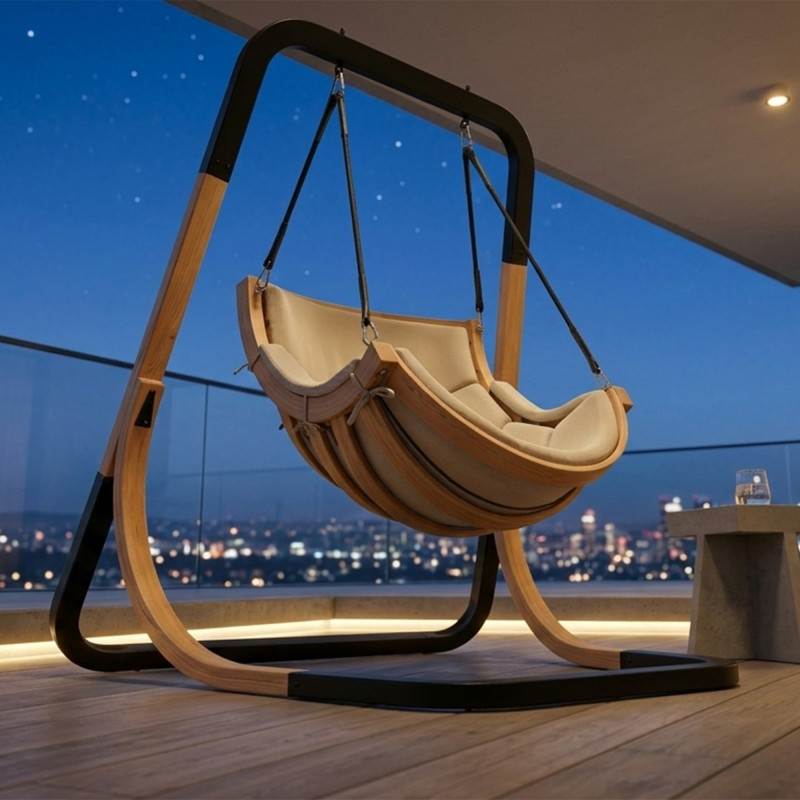 Fotel Alpha Beżowy - bujak ogrodowy