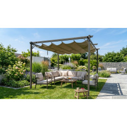 Metalowa pergola do ogrodu 3x4m beżowa