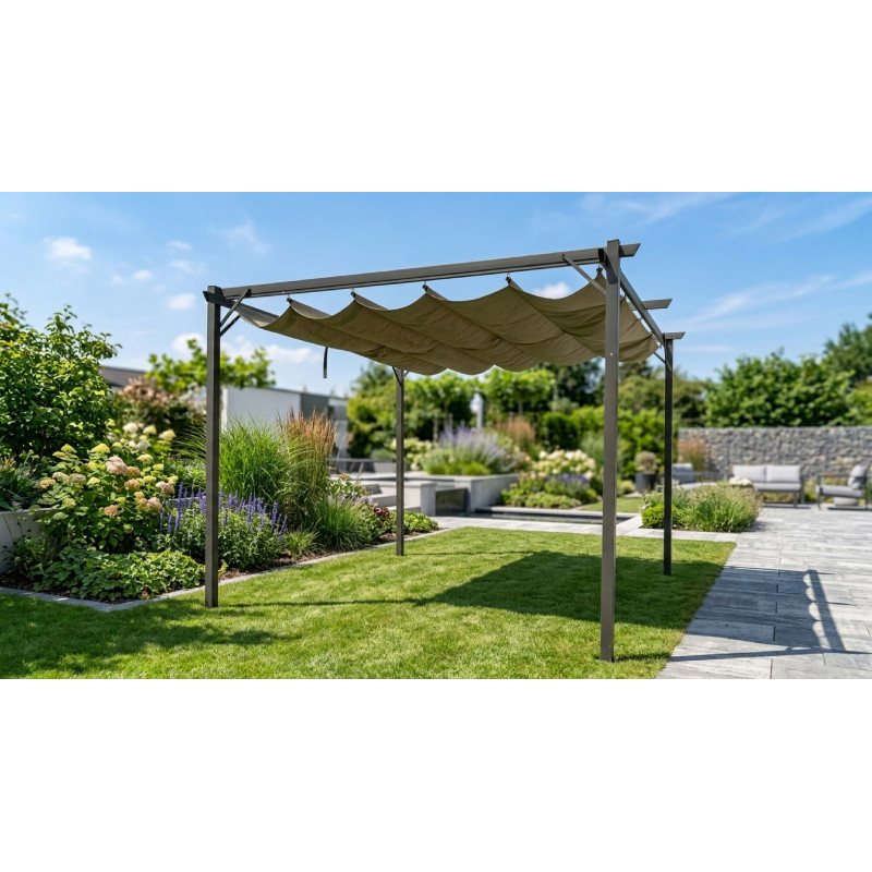 Metalowa pergola do ogrodu 3x4m beżowa