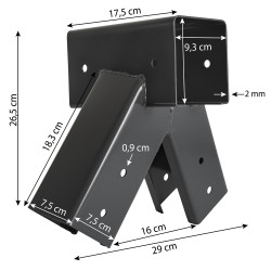 Łącznik Huśtawki Kwadratowy Antracytowy Kąt 100° 9x9cm