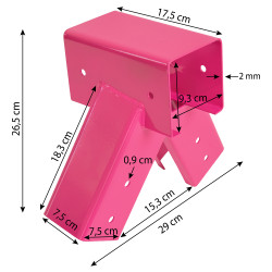 Łącznik Huśtawki Kwadratowy Różowy Kąt 100° 9x9cm