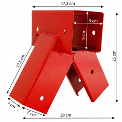 Łącznik Huśtawki Kwadratowy Czerwony Kąt 90° 9x9 cm