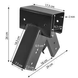 Łącznik Huśtawki Kwadratowy Antracytowy Kąt 90° 9x9 cm