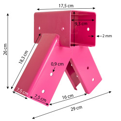 Łącznik Huśtawki Kwadratowy Różowy Kąt 90° 9x9 cm