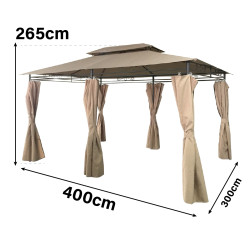 Pawilon Ogrodowy Altana 3x4m Beżowy z materiałowymi ściankami 12mkw