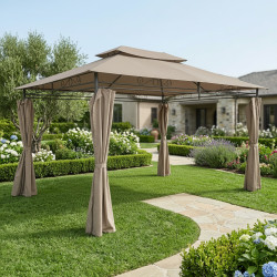 Pawilon Ogrodowy Altana 3x4m Beżowy z materiałowymi ściankami 12mkw