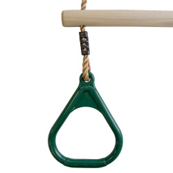 Drewniany Trapez do huśtawki z uchwytami w kolorze ciemnozielonym