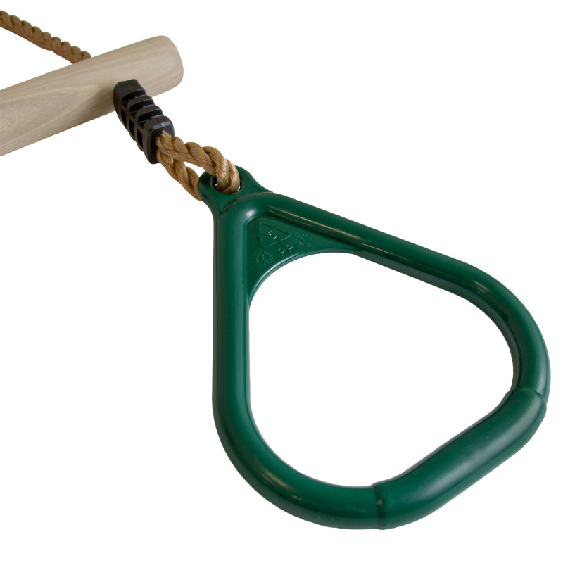 Drewniany Trapez do huśtawki z uchwytami w kolorze ciemnozielonym