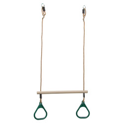 Drewniany Trapez do huśtawki z uchwytami w kolorze ciemnozielonym