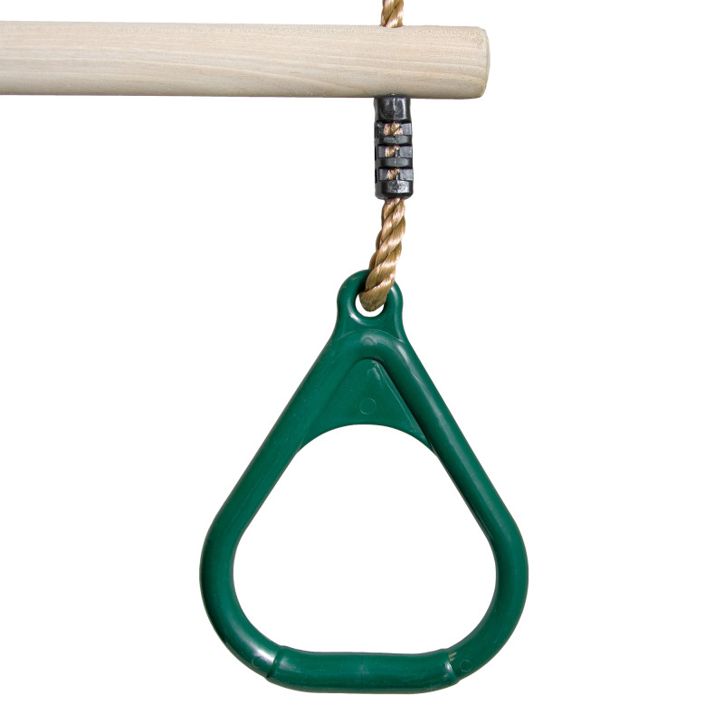 Drewniany Trapez do huśtawki z uchwytami w kolorze ciemnozielonym
