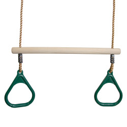 Drewniany Trapez do huśtawki z uchwytami w kolorze ciemnozielonym