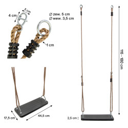 Huśtawka czarne gumowe siedzisko kauczuk