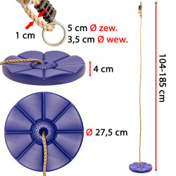 Huśtawka Linowa Siedzisko Kwiatek Niebieskie