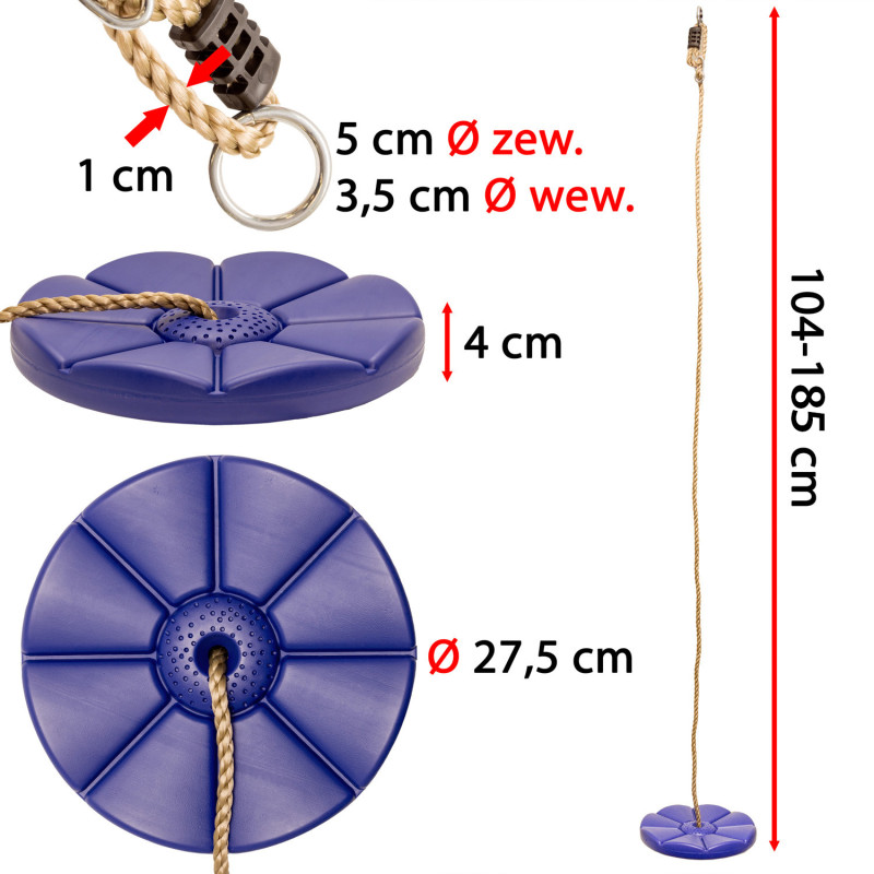 Huśtawka Linowa Siedzisko Kwiatek Niebieskie
