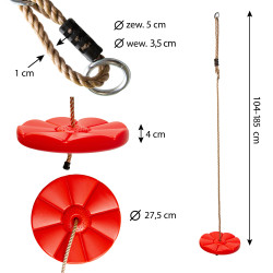 Huśtawka Linowa Siedzisko Kwiatek Czerwone
