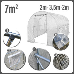 Tunel Szklarniowy 7m2 PREMIUM White 2x3,5m grube rurki 25mm