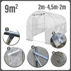Tunel Szklarniowy 9m2 PREMIUM White 2x4,5m grube rurki 25mm