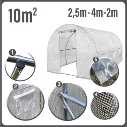 Tunel Szklarniowy 10m2 PREMIUM White 2,5x4m grube rurki 25mm