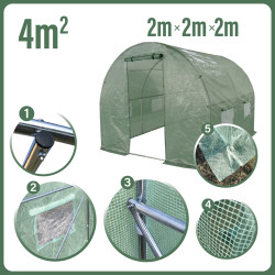 Tunel Szklarniowy 4m2 PREMIUM Green 2x2m rurki 19mm