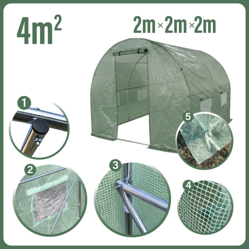 Tunel Szklarniowy 4m2 PREMIUM Green 2x2m rurki 19mm