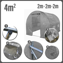 Tunel Szklarniowy 4m2 PREMIUM GREY 2x2m UV4 szary rurki 19mm