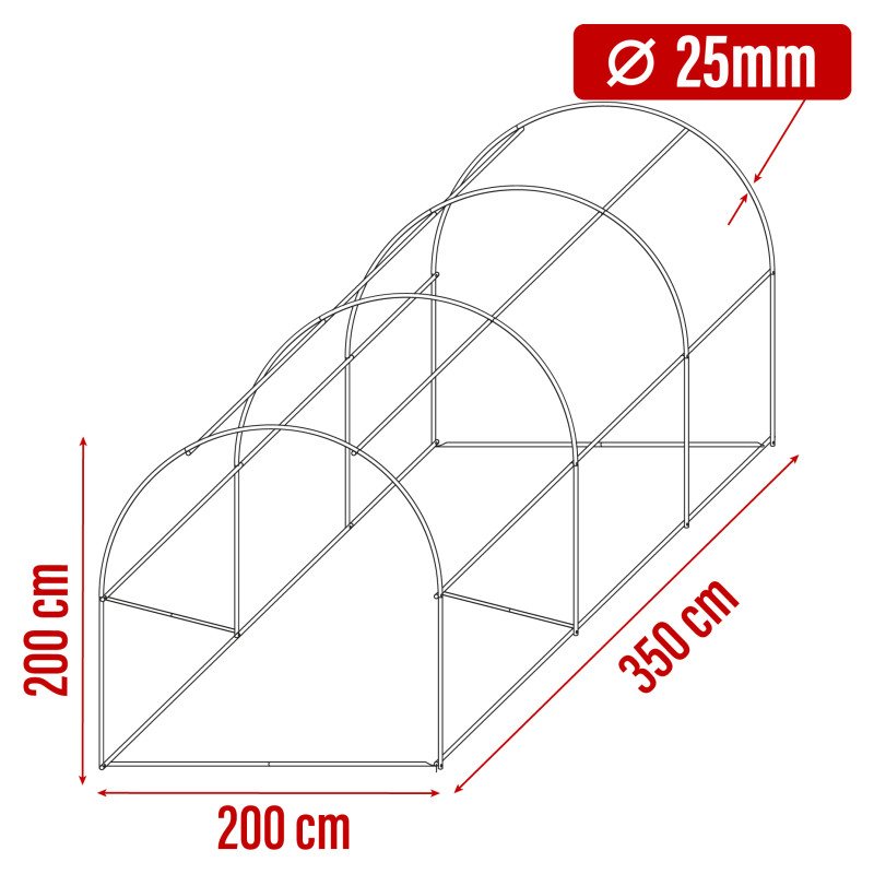 Tunel Szklarniowy 7m2 PREMIUM Grey 2x3,5m grube rurki 25mm