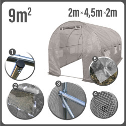 Tunel Szklarniowy 9m2 PREMIUM Grey 2x4,5m grube rurki 25mm