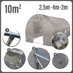 Tunel Szklarniowy 10m2 PREMIUM Grey 2,5x4m grube rurki 25mm