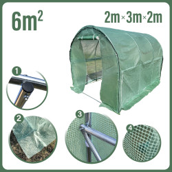 Tunel Szklarniowy 6m2 PREMIUM Green 2x3m z siatką na insekty grube rurki 25mm