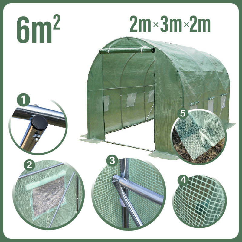 Tunel Szklarniowy 6m2 PREMIUM Green 2x3m grube rurki 25mm