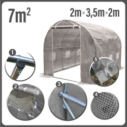 Tunel Szklarniowy 7m2 PREMIUM Grey 2x3,5m rurki 19mm