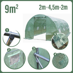 Tunel Szklarniowy 9m2 PREMIUM Green 2x4,5m rurki 19mm