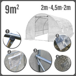Tunel Szklarniowy 9m2 PREMIUM White 2x4,5m rurki 19mm