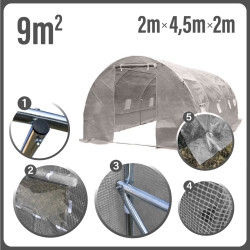 Tunel Szklarniowy 9m2 PREMIUM Grey 2x4,5m rurki 19mm
