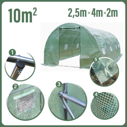 Tunel Szklarniowy 10m2 PREMIUM Green 2,5x4m rurki 19mm