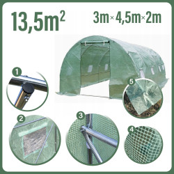 Tunel Szklarniowy 13,5m2 Green 3x4,5m rurki 19mm