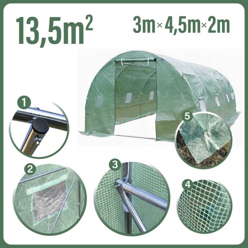 Tunel Szklarniowy 13,5m2 Green 3x4,5m rurki 19mm