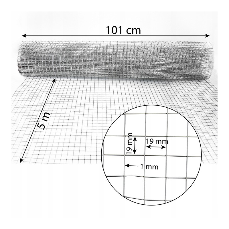 Siatka zgrzewana ocynkowana 1x5 m ogrodzenie kratka 19x19mm