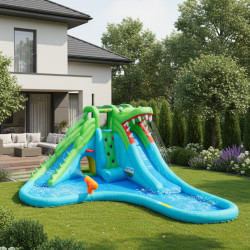 Dmuchany duży zamek WODNY KROKODYL trampolina HappyHop 2w1