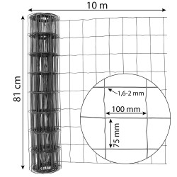Siatka zgrzewana antracytowa PCV 0,8x10m ogrodzenie 75x100mm