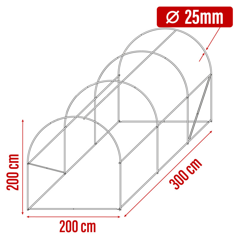 Tunel Szklarniowy 6m2 PREMIUM Green 2x3m grube rurki 25mm