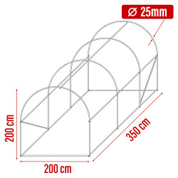 Tunel Szklarniowy 7m2 PREMIUM Green 2x3,5m grube rurki 25mm