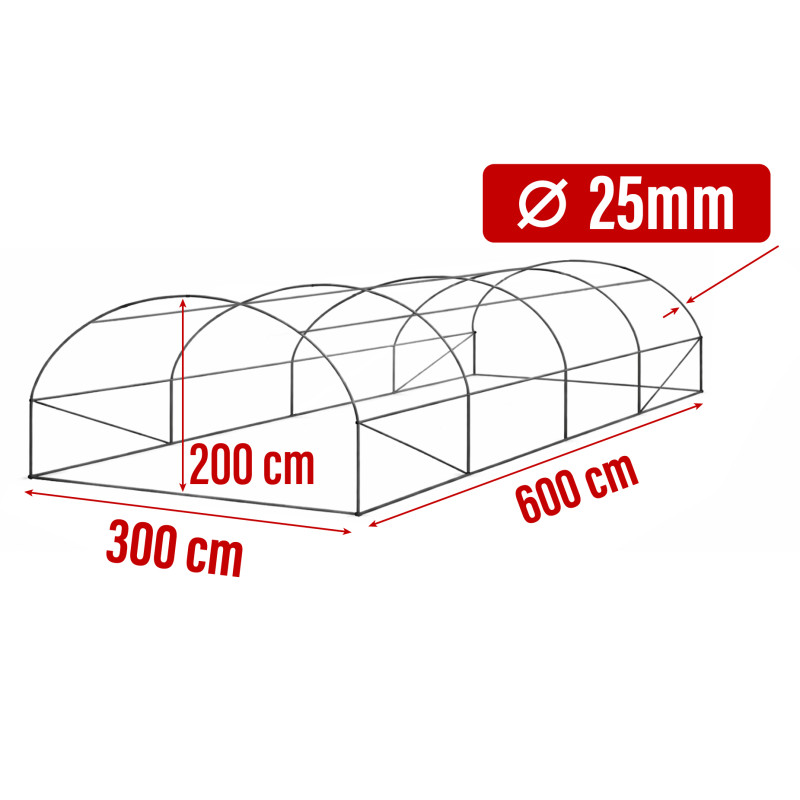 Stelaż Do Tunelu Szklarniowego Szkielet 3x6m grube rurki 25mm