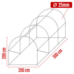 Stelaż Do Tunelu Szklarniowego Szkielet 2x3m grube rurki 25mm